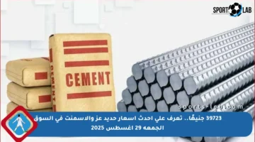 39723 جنيهًا.. تعرف على أحدث أسعار حديد عز والأسمنت في السوق الجمعة 29 أغسطس 2025